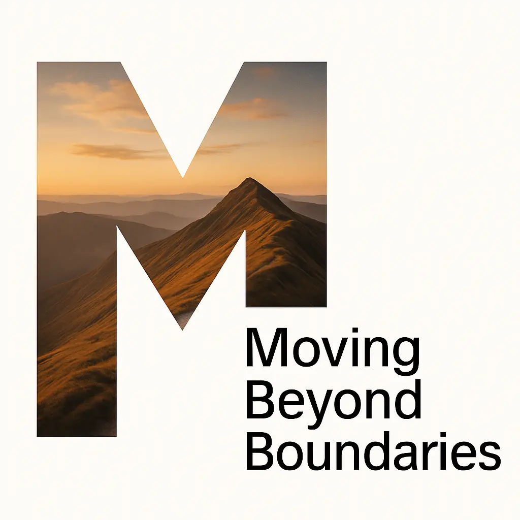 Creative MB typography with mountain peak representing success and limitless growth